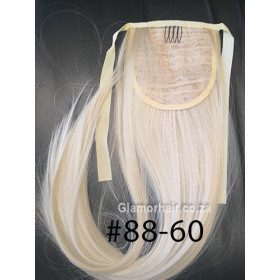 *F88-60 Ash-platinum white blonde mix, tie on straight ponytail 55cm by ProExtend
