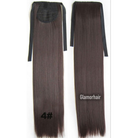 *4  Chocolate brown, tie on straight ponytail 55cm by ProExtend