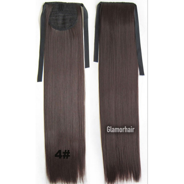 *4  Chocolate brown, tie on straight ponytail 55cm by ProExtend