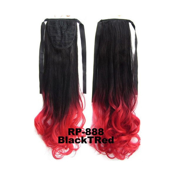 Ombre *1-red, tie on wavy ponytail 55cm by ProExtend