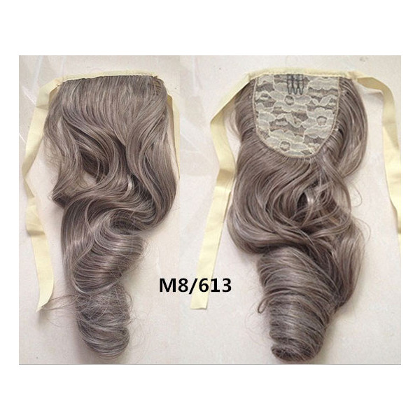*M8-613 Golden light blonde mix, tie on wavy ponytail 55cm by ProExtend