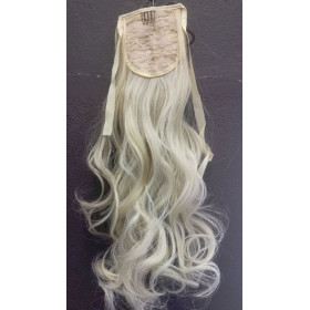 *88H60 Ash White blonde mix, tie on wavy ponytail 55cm by ProExtend
