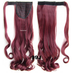 *99j Dark plum red, velcro wavy ponytail 55cm by ProExtend