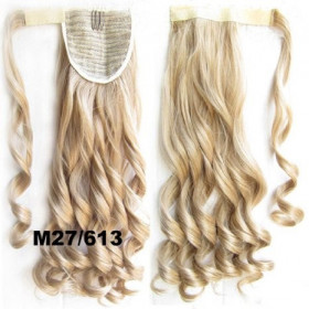 *27-613 Platinum & golden blonde mix, velcr  wavy ponytail 55cm by ProExtend