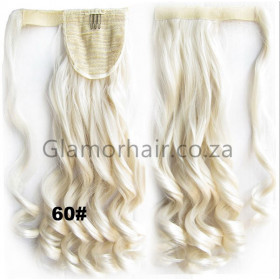 *60 White blonde, velcr  wavy ponytail  5 m by ProExtend