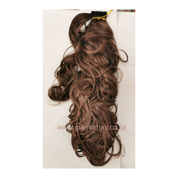 *4-30 Chestnut brown mix, velcro wavy ponytail 55cm by ProExtend