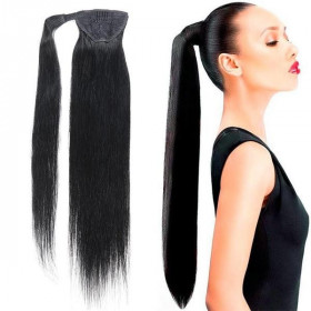 *1b Natural black, velcro straight ponytail 55cm by ProExtend