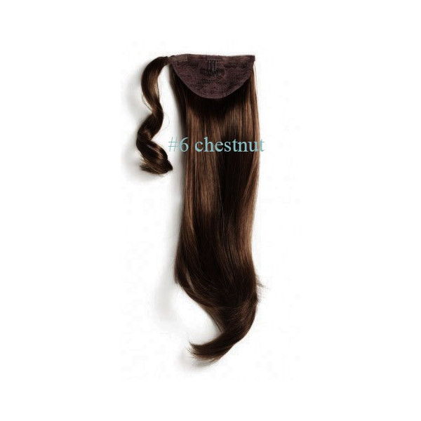 *6 Chestnut brown, velcro straight ponytail 55cm by ProExtend (EFR)-9