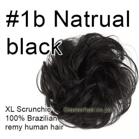 *1b Natural black XL size 100% human hair scrunchie
