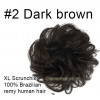 *2 Dark brown XL size 100% human hair scrunchie