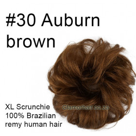 *30 Auburn brown XL size 100% human hair scrunchie