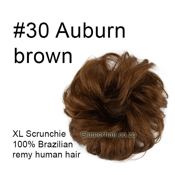 *30 Auburn brown XL size 100% human hair scrunchie