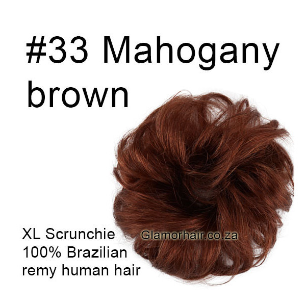 *33 Mahogany brown XL size 100% human hair scrunchie