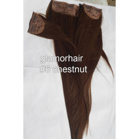 *6 Chesnut brown 60cm S raight Synthetic 3pc  XL clip in hair extensions