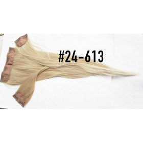 *24-613 Ash platinum mix 60cm straight synthetic hair 3pc XXL clip in hair extensions