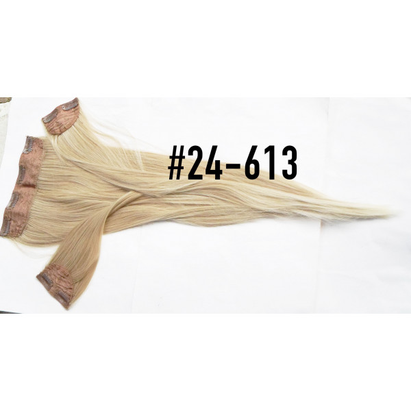 *24-613 Ash platinum mix 60cm Strai ht Synthetic 3pc XXL clip in hair extensions