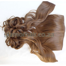 *12 Light golden brown 60cm wavy Synthetic 3pc XXL clip in hair extensions