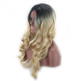 Katie- Ombre black to honey  londe wavy wig -synthetic