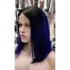 12-14" 100% Remy human hair ombre black-navy lace front wig by True Icon