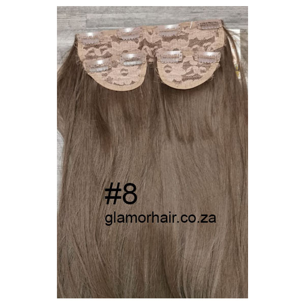 *8 light brown 60cm Straight Synthetic 3pc XXL clip in hair extensions
