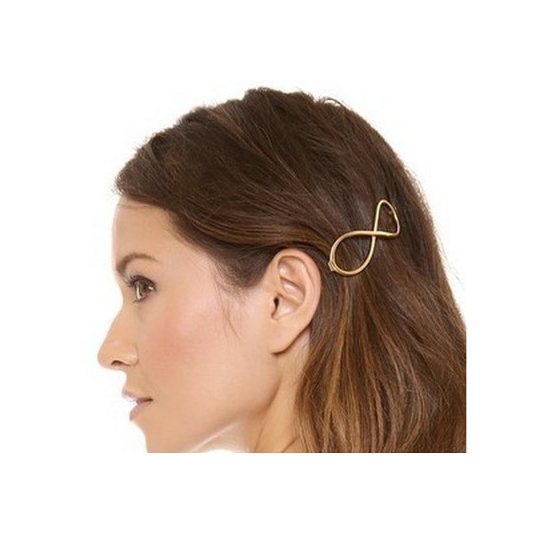 Infinity hair clip, gold color metal