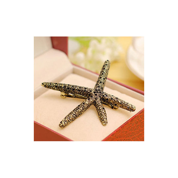 Starfish hair clip antique gold metal