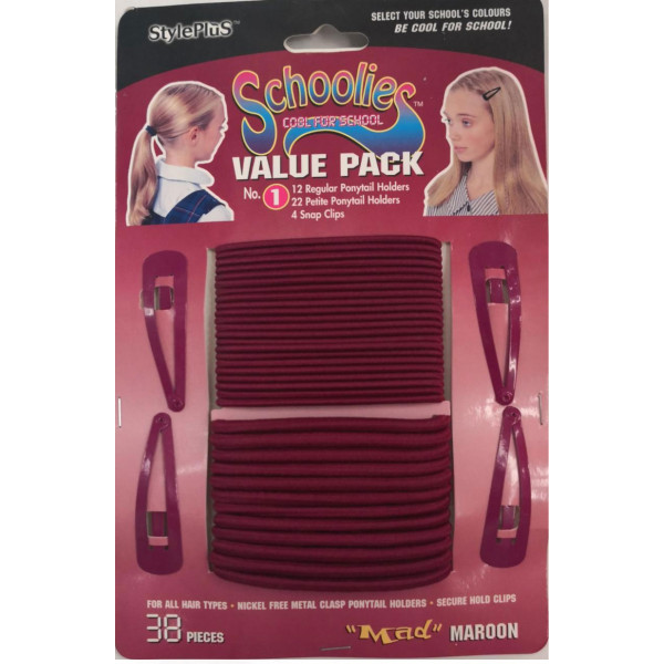 Schoolies 38 piece value pack, maroon color