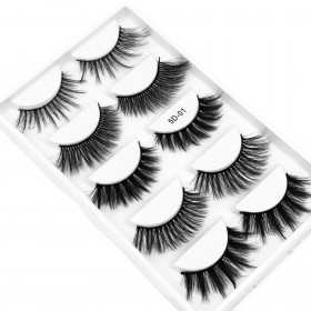 (5D-01) 5 pairs mix style box 3D High quality hand made strip lashes