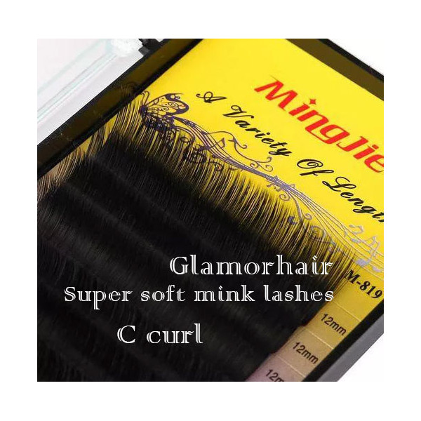 (D curl) Super soft mink fur single strand eye lashes extensions, 3 sizes per box