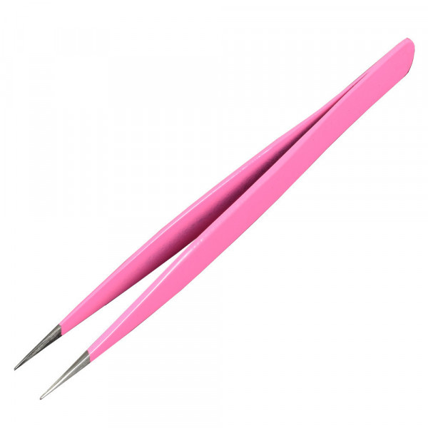 Pink precison Straight tip Fine point lash tweezers- carbon steel (ESD-11/12)