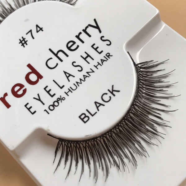 *74 Large red cherry 100% human hair strip lashes