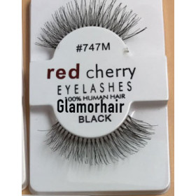 *747m Medium red cherry 100% human hair strip lashes