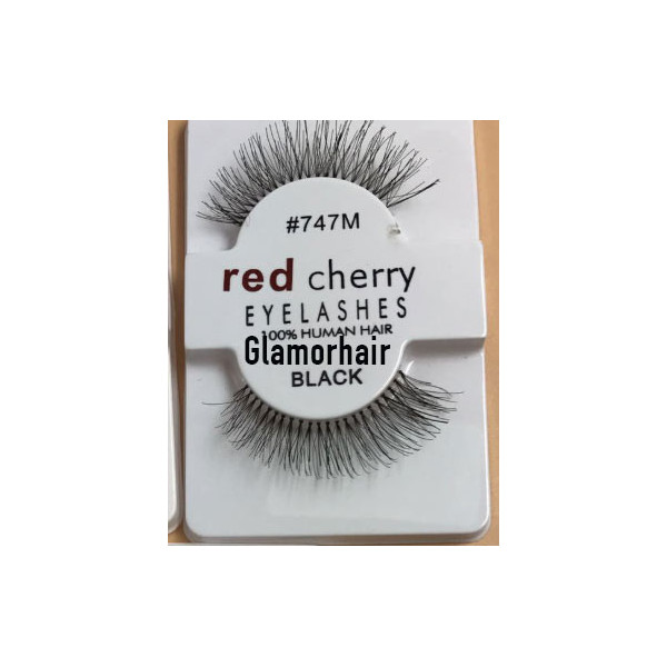 *747m Medium red cherry 100% human hair strip lashes