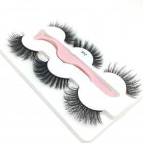 Style 302- 3 pairs+applicator 3D Mink multi layer strip lashes A15