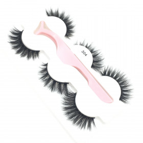 Style 304- 3 pairs+applicator 3D Mink multi layer strip lashes