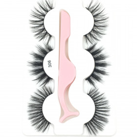 Style 306- 3 pairs+applicator 3D Mink multi layer strip lashes