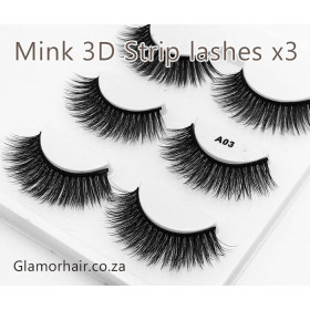 A03- 3 pack 3D Mink multi layer strip lashes