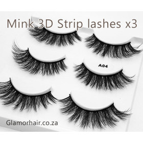 A04- 3 pack 3D Mink multi layer strip lashes