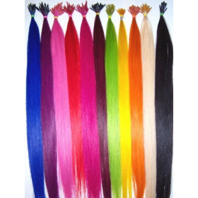 I tip color streaks (solid color) micro ring hair extensions, heat resistant synthetic hair, price per strand