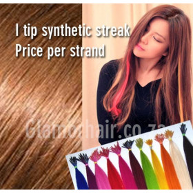 I tip color streaks (solid color) micro ring hair extensions, heat resistant synthetic hair, price per strand