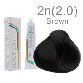 2N(2.0) Brown (natural black) Colorton professional (made in Italy) 100ml +100ml 20 vol developer