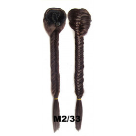 *2-33 Dark brown mix long braided draw string pony tail, synthetic hair