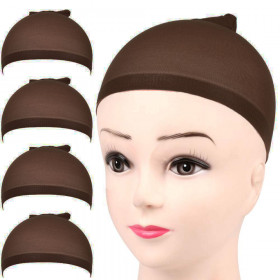 Dark brown. Stocking type wig cap, double pack