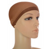 Light brown. Stocking type w            ig cap, double pack