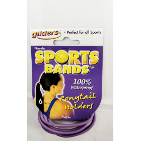 6pc Sports bands Gliders metal free, snag free ponytail holders -purple