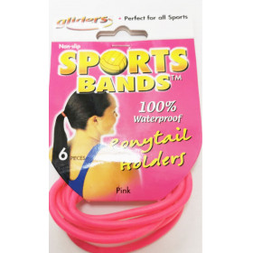 6pc Sports bands Gliders metal free, snag free ponytail holders -pink