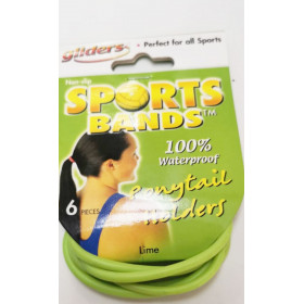 6pc Sports bands Gliders metal free, snag free ponytail holders -lime