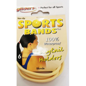6pc Sports bands Gliders metal free, snag free ponytail holders -blonde