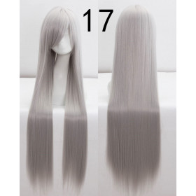 Light silver grey long fringe straight cosplay wig (17)