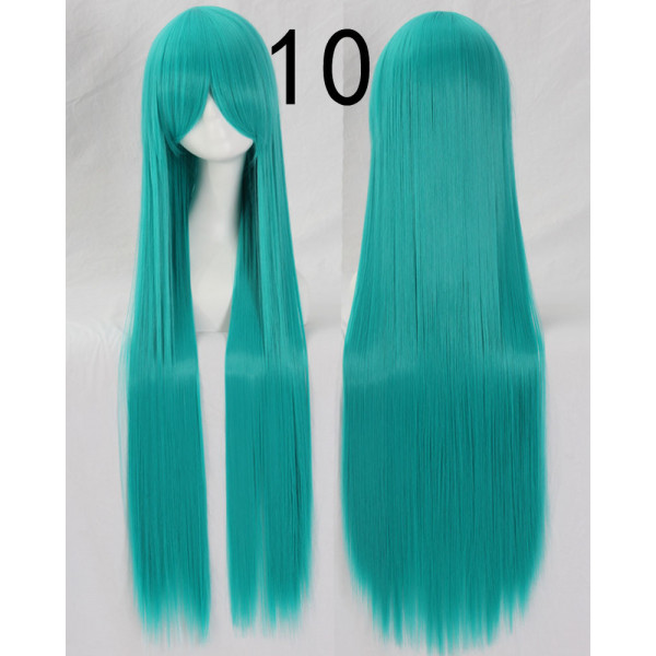 Teal blue long fringe straight cosplay wig (099-10)(20c)